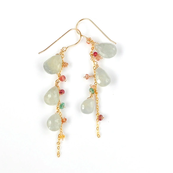 彩雫〜ライムグリーンサファイアと小さなサファイアたちのシャンデリア