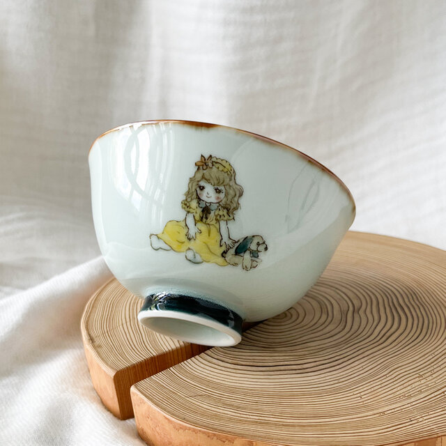 チコロット❤️飯椀❤️すべて手描き❤️染付け❤️ご飯茶碗❤️お雑煮やぜんざいに❤️1点もの❤️女の子