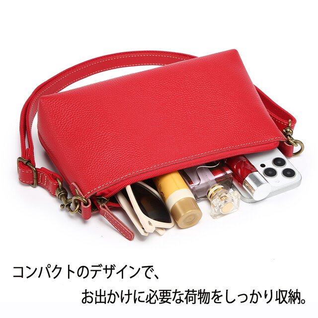 レッドスターデザインのショルダーバッグ  斜め肩掛け 収納便利 ショルダーバッグ レディース ミニバッグ PUレザー 横型 3層式