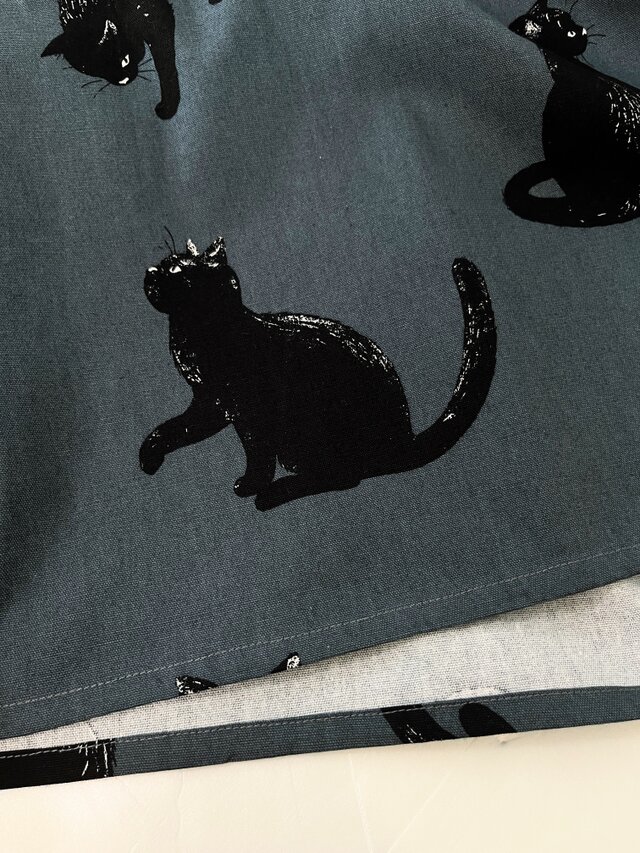 こなまいきな黒猫のワンピース＊ポケット付き＊国産コットン 綿100