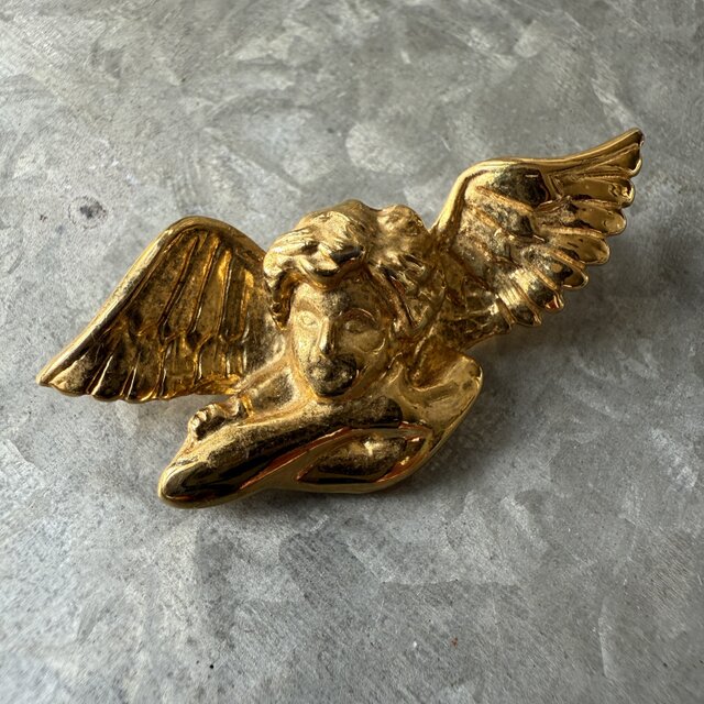 SC138-ヴィンテージブローチ U.S.A. 70 〜80s Gold-tone Angel