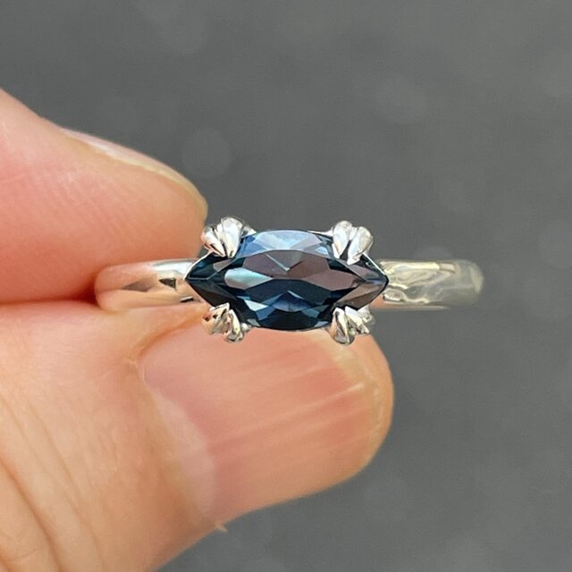 ロンドンブルートパーズ　マーキスカット5×10　beast　シルバーSV925リング