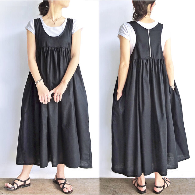 バックZIPワンピース（ブラック）