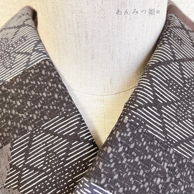 綿の半衿  茶系の古典文様