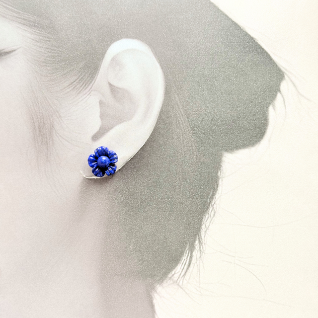 K18 12mm ラピスラズリ/瑠璃 天然石ピアス - Hibis | iichi 日々の