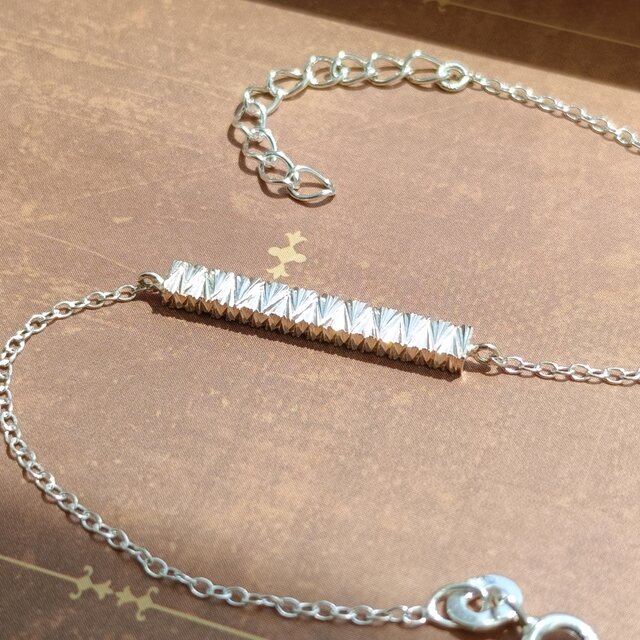 ［SV925］Toki-刻- 〜直線彫ブレスレット〜 棒　ハワイアンジュエリー　鎚目　バー　ネックレス　スティック　彫刻