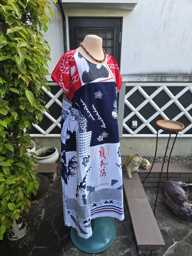 着物リメイク 手作り 手ぬぐい パッチワーク ワンピース | iichi 日々