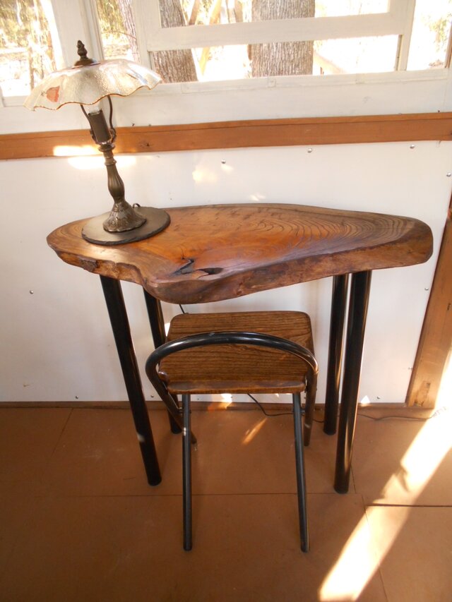 自然形　ひのきアイアンテーブルイスセット  12－17-2