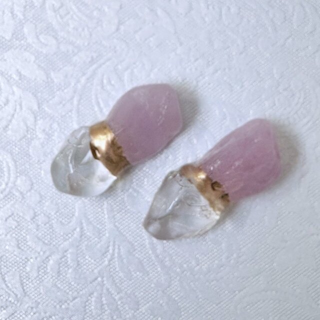 金継ぎジュエリー】クンツァイト × 水晶 - Evening Whisper - | iichi