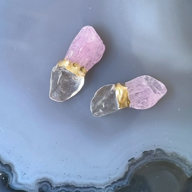 【金継ぎジュエリー】クンツァイト × 水晶 - Crystal Veil -