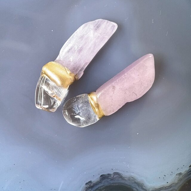 【金継ぎジュエリー】クンツァイト × 水晶　– Silent Grace –