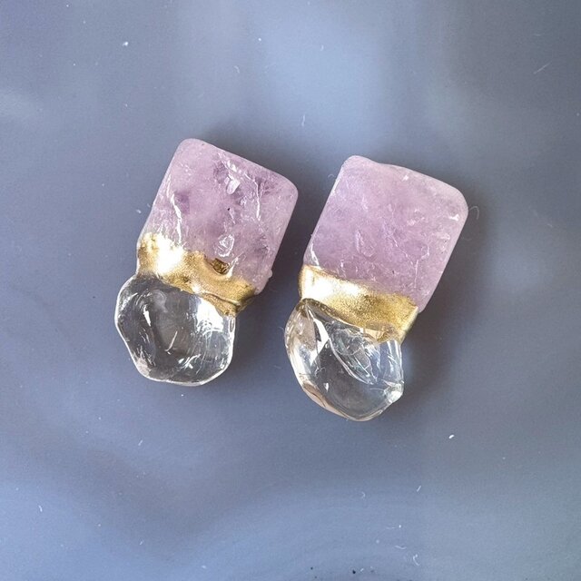 【金継ぎジュエリー】クンツァイト × 水晶　- Sacred Radiance -