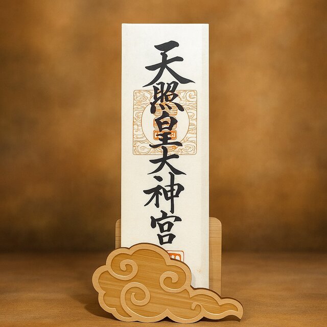 【送料無料】ひのき使用 お札立て「雲イラスト」