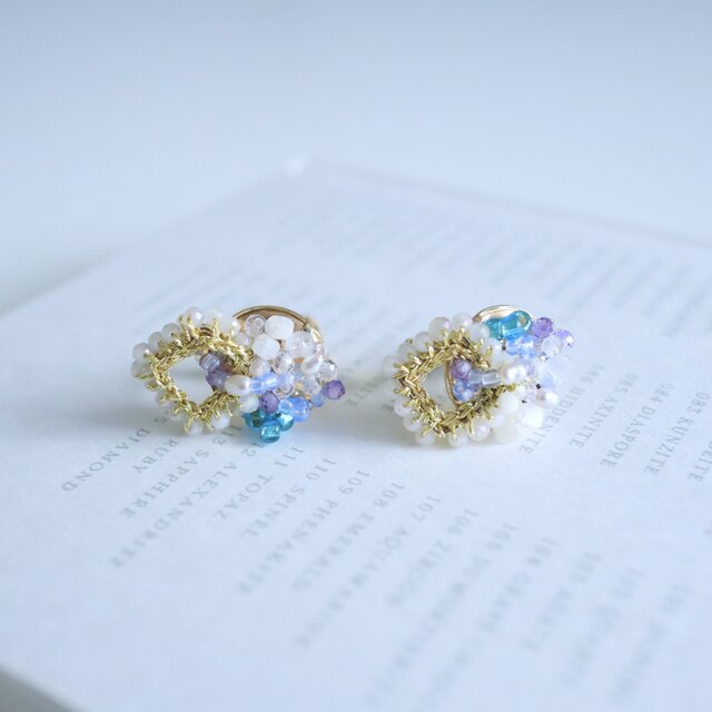 Jellyfish / french antique , Rose quartz , pearl