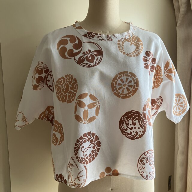 浴衣YUKATA Tシャツ・丸紋・茶・フリーサイズ