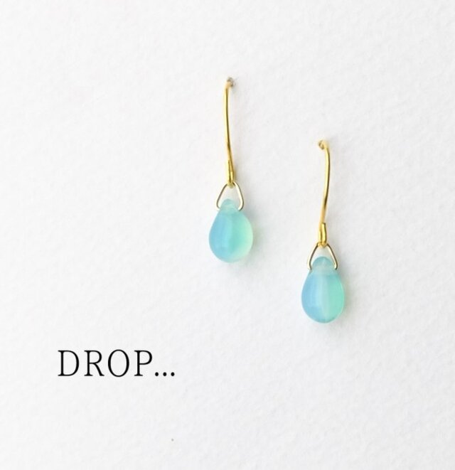 d101-29【カリブ海】しずくドロップのシンプルピアス(パーツ変更可能)