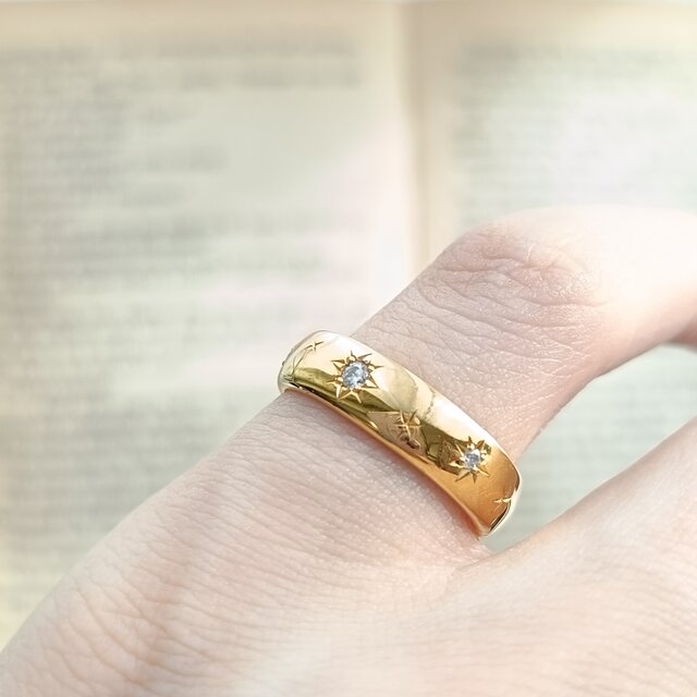 ［BR／k24GP］Sekki -星輝- 〜星屑降る夜〜 スター　シルバー　レース　クリア　アンティーク　ピンキーリング