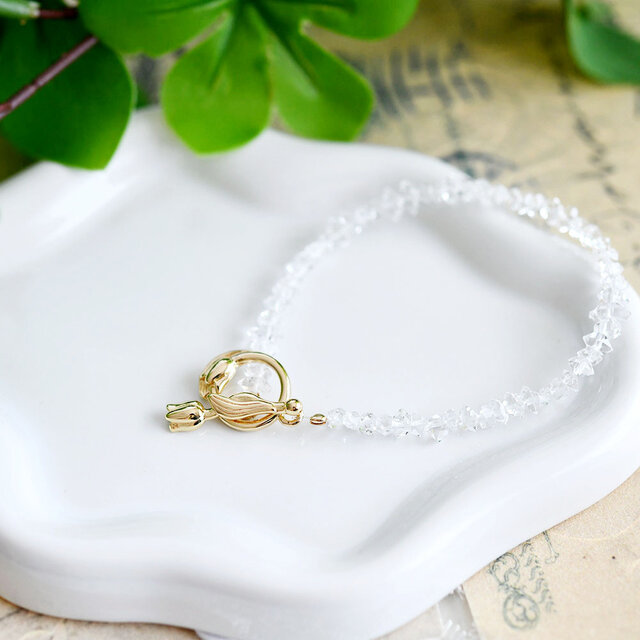 才能の種を咲かせる石 ２way極上 ハーキマーダイヤモンドのマンテルブレスレット 重ね付けにも！4月誕生石