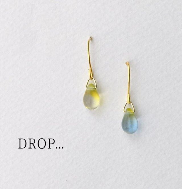 d194-39【レモンソーダ】しずくドロップのシンプルピアス(パーツ変更可能)