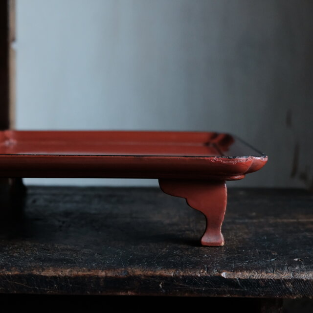 味のあるお品物◇時代物 朱塗脚付き四本足膳 古物 古民家 骨董