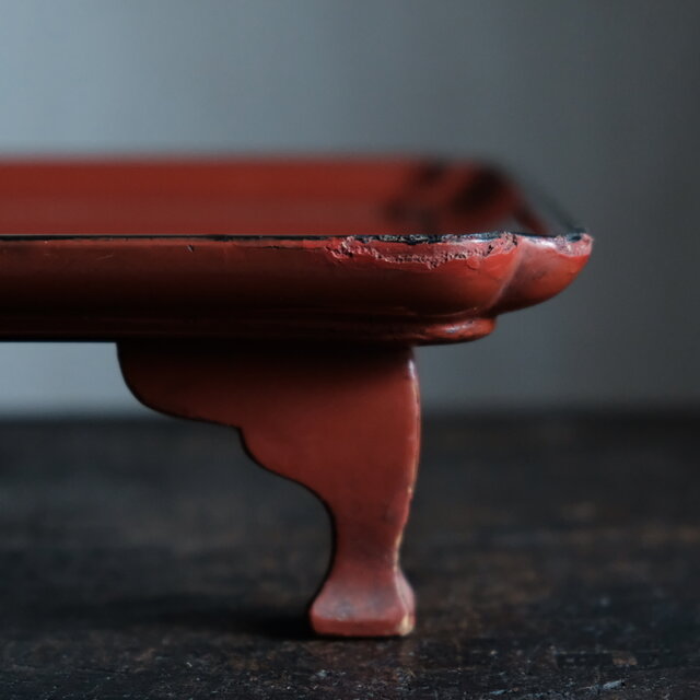 味のあるお品物◇時代物 朱塗脚付き四本足膳 古物 古民家 骨董