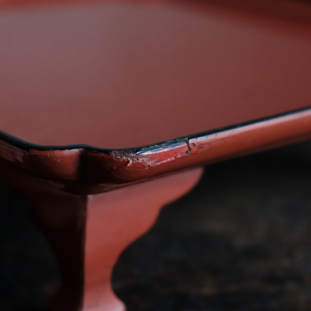 味のあるお品物◇時代物 朱塗脚付き四本足膳 古物 古民家 骨董