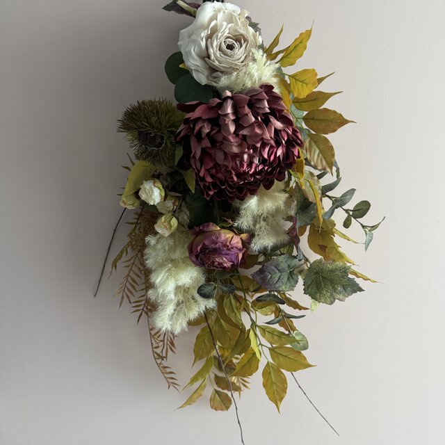 お値下げ❣️　ドライフラワースワッグ　プレゼント　アンティーク　43cm creema限定】 dry flower pink 25センチ スワッグ 花束 ドライ