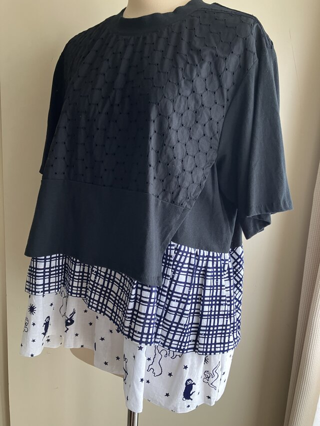 二段フリル浴衣トップス（チュニック）Lサイズ