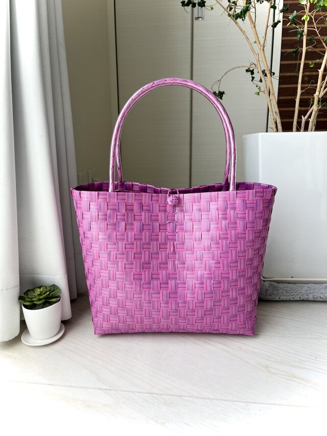 和色・紅紫のプラカゴ トート(Mサイズ)