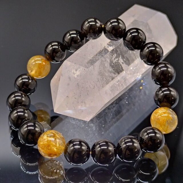 モリオン・タイチンルチルクォーツ・10mm親玉11mm【高品質・鑑別済み】ブレスレット