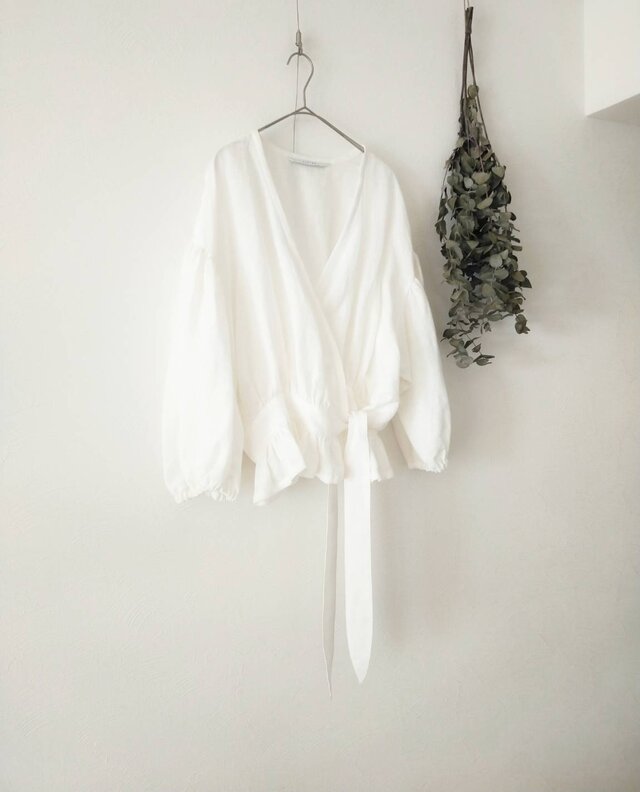 カシュクールフリルリネンボレロ/オフホワイト