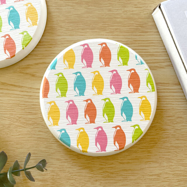 コウテイペンギンの吸水コースター〈１枚〉珪藻土コースター 夏ギフト プレゼント 誕生日 クリスマス 母の日 動物 可愛い