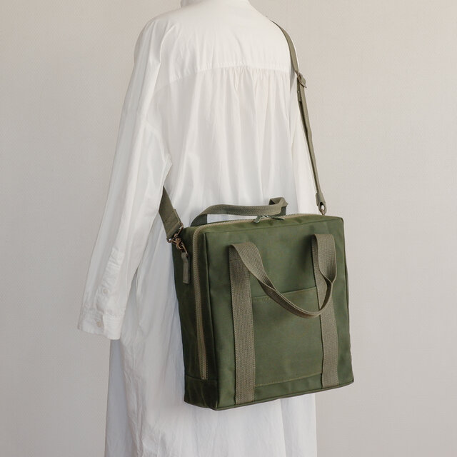 スクエア2wayショルダー M オリーブドラブ / 9号帆布