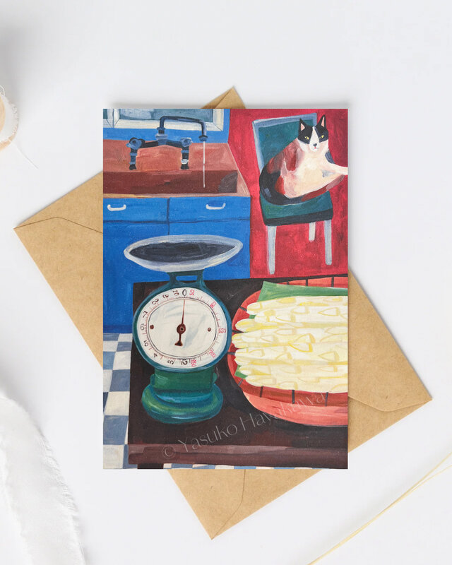 （29）猫とホワイトアスパラガス　ポストカード　3枚セット