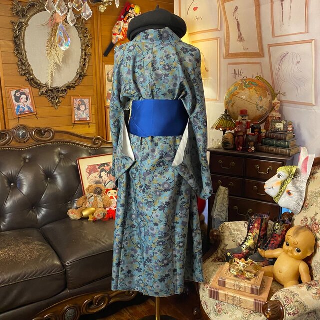着物リメイク セミロングワンピース ドレス 洗える 化繊 名古屋