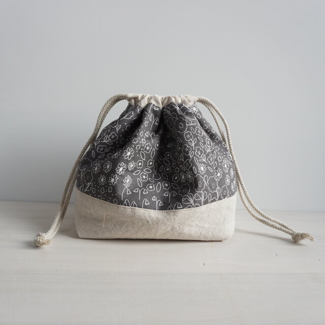 巾着　マチあり　お花