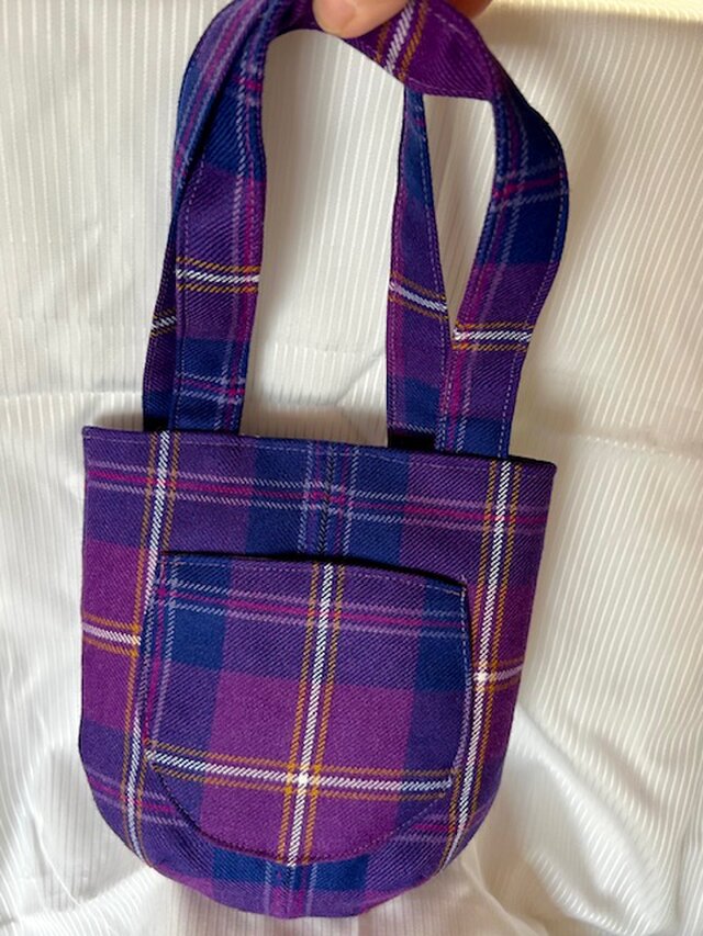 タータンチェックのお散歩バッグ【紫チェック】