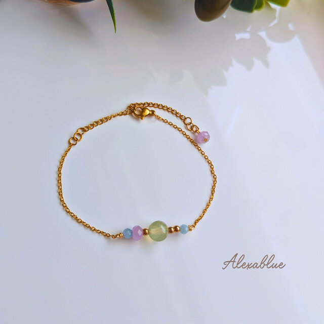 2Way Mix 天然石 ブレスレット＆アンクレットサージカルステンレス 金属アレルギー対応