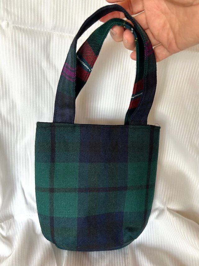 タータンチェックのお散歩バッグ【緑チェック】