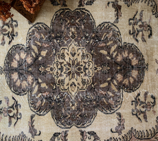 ※〇△□　204cm×119cm 宝石メダリオン　トルコヴィンテージラグ 〇△□様専用 204cm×119cm 宝石メダリオン トルコヴィンテージラグ