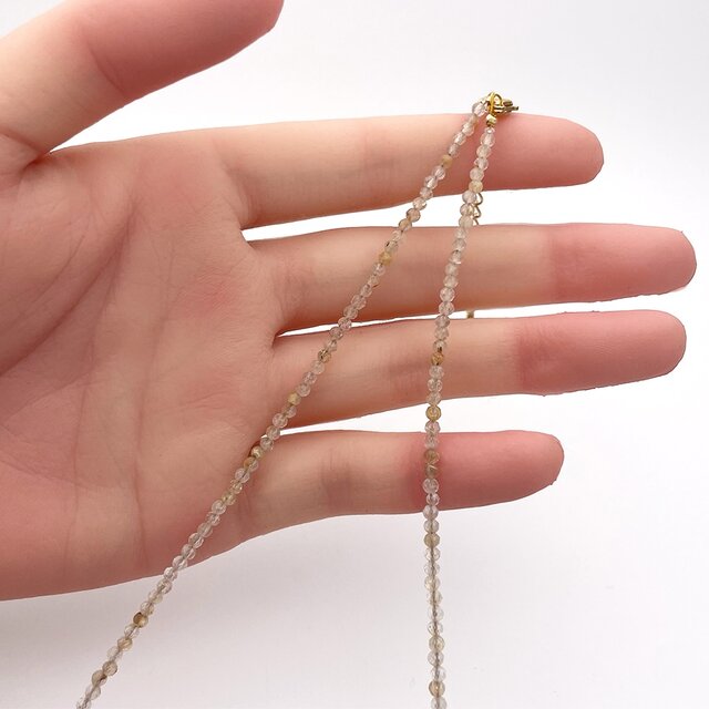 極小粒のルチルクォーツネックレス 2mm 金アレ対応 針水晶