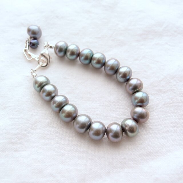 グレー系真珠ブレスレット 約20cm グレー系真珠ブレスレット 約20cm