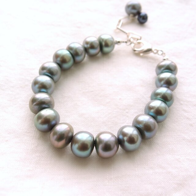 SV】Green Gray Pearl Bracelet／グリーングレーパール