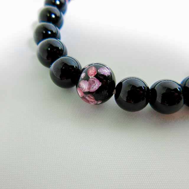 さくらんぼっち天然石ビーズブレスレット 黒 楽天市場】四神刻印入りブレスレット ブラックオニキス 約14mm 1本