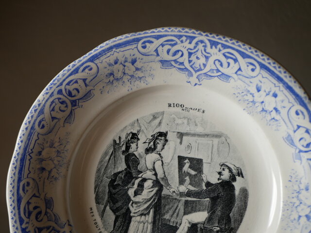 Creil et Montereau クレイユモントロー アンティークプレート ブルー