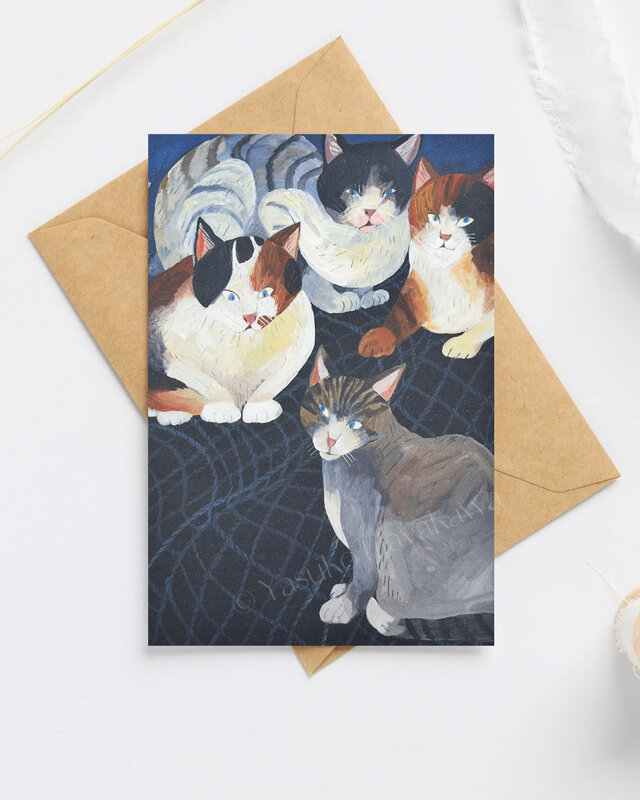【merさま】ねこイラストのポストカードセット★ 猫のイラストポストカード 6 枚セット | iichi 日々の暮らしを