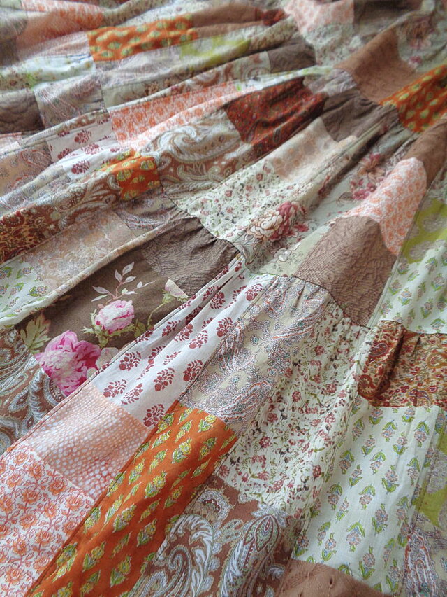 sold 絵画なパッチワーク♥夏の終わりのブラウン♥ボリュームキャミ