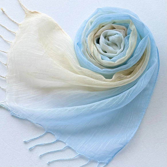 かろやかコットンシルク＊薄青色×枇杷色