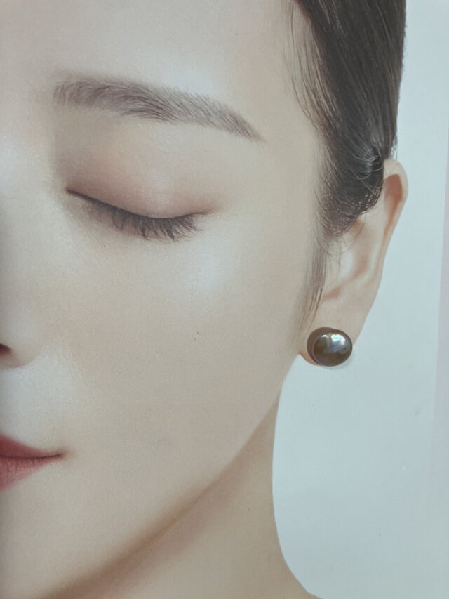 PP-24モーブカラー淡水パールコインピアス