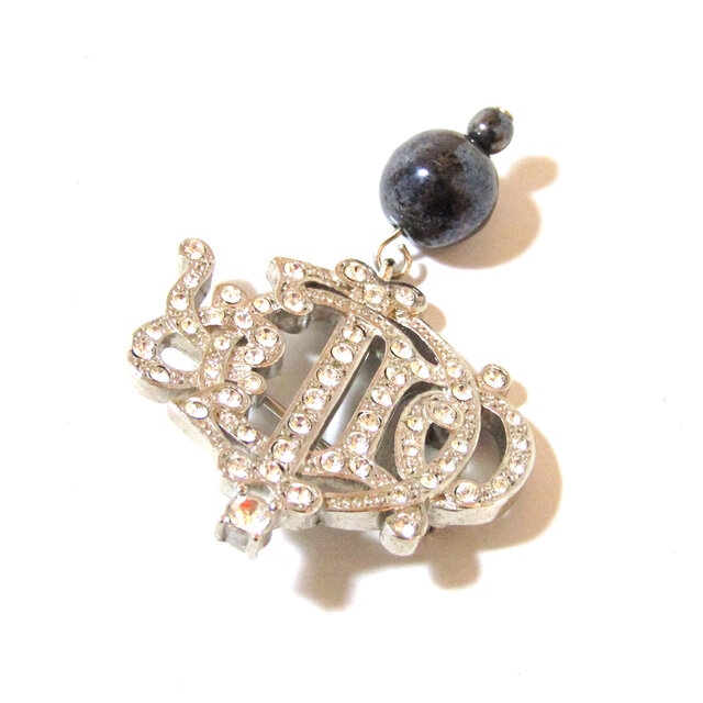 Christian Dior Old Logo Rhinestone Drop Design Brooch